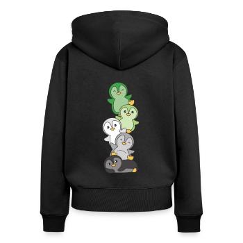 Aromance drapeau fierté LGBTQ mignon pingouin pile - Sweat à capuche zippé Premium bio Femme - noir - Dos - Julia (174cm)