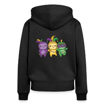 Mardi Gras Faultier Faschings Kostüm - Frauen Premium Bio Zip Hoodie - Schwarz - Hinten - Julia (174cm)