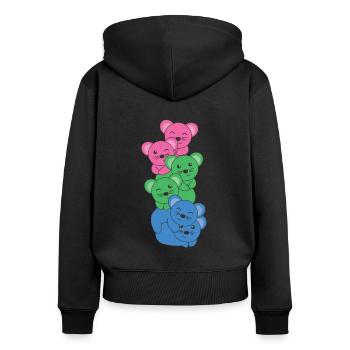 Polysexuell Flag Pride LGBTQ süße Maus - Frauen Premium Bio Zip Hoodie - Schwarz - Hinten - Julia (174cm)
