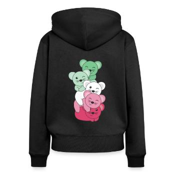 abrosexuell Flag Pride LGBTQ süße Maus - Frauen Premium Bio Zip Hoodie - Schwarz - Hinten - Julia (174cm)
