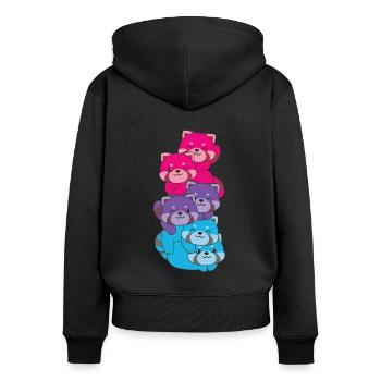 androgyn Flag Pride LGBTQ süße Roter Panda - Frauen Premium Bio Zip Hoodie - Schwarz - Hinten - Julia (174cm)