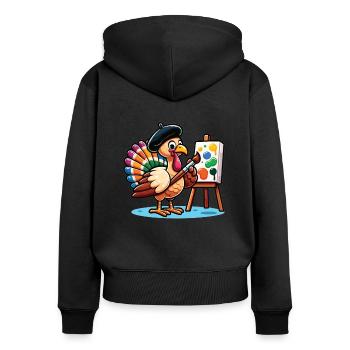 Thanksgiving Artiste Turquie Peintre - Sweat à capuche zippé Premium bio Femme - noir - Dos - Julia (174cm)