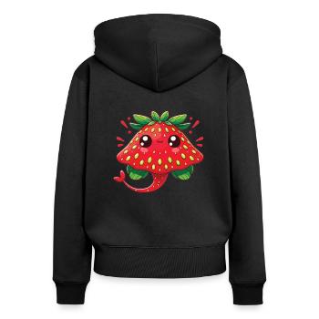 Fraise Stingray drôle d’animal fait de fruits - Sweat à capuche zippé Premium bio Femme - noir - Dos - Julia (174cm)