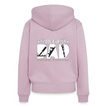 Sculpteur sur bois papa l’idole le mythe la menuiserie - Sweat à capuche zippé Premium bio Femme - rose poudré - Dos - Julia (174cm)