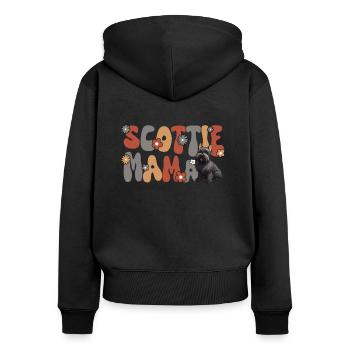 Scottish Terrier Groovy Scottie Mama - Women's Premium Organic Zip Hoodie - black - Back - Julia (174cm)