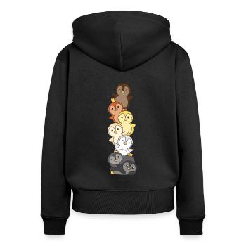 Ours Fraternité Drapeau Fierté LGBTQ Pingouin mignon - Sweat à capuche zippé Premium bio Femme - noir - Dos - Julia (174cm)