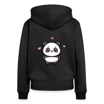 Kawaii Panda Motif Mignon - Sweat à capuche zippé Premium bio Femme - noir - Dos - Julia (174cm)