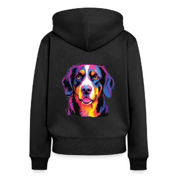 Aquarelle colorée Entlebucher Mountain Dog - Sweat à capuche zippé Premium bio Femme - noir - Dos - Julia (174cm)
