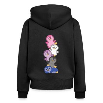 Genderfluid Flag Pride LGBTQ süße Pinguin - Frauen Premium Bio Zip Hoodie - Schwarz - Hinten - Julia (174cm)