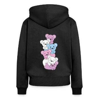 Intersex Flag Pride LGBTQ süße Maus - Frauen Premium Bio Zip Hoodie - Schwarz - Hinten - Julia (174cm)