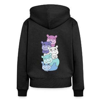 Spectrasexual Flag Pride LGBTQ Hippopotame mignon - Sweat à capuche zippé Premium bio Femme - noir - Dos - Julia (174cm)
