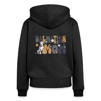 Dalmatien Groovy Dalmatien Maman - Sweat à capuche zippé Premium bio Femme - noir - Dos - Julia (174cm)