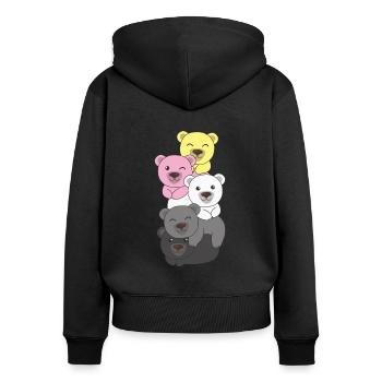 queerplatonic drapeau fierté LGBTQ ours mignon - Sweat à capuche zippé Premium bio Femme - noir - Dos - Julia (174cm)