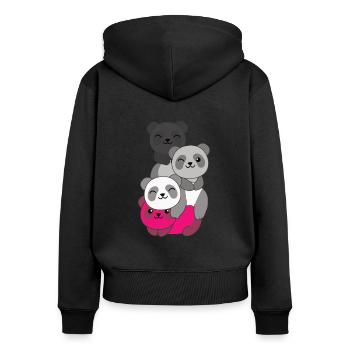 Gynephilia Flag Pride LGBTQ süße Panda - Frauen Premium Bio Zip Hoodie - Schwarz - Hinten - Julia (174cm)