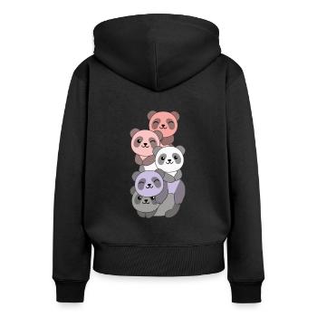 cupioromantic Flag Pride LGBTQ süßer Panda - Frauen Premium Bio Zip Hoodie - Schwarz - Hinten - Julia (174cm)