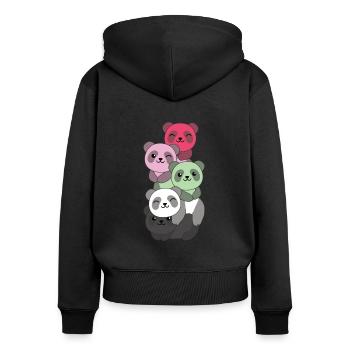 recipromantic Flag Pride LGBTQ süße Panda - Frauen Premium Bio Zip Hoodie - Schwarz - Hinten - Julia (174cm)