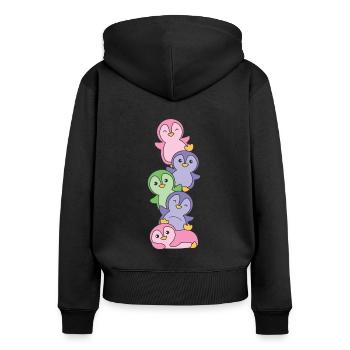 Trigender Flag Pride LGBTQ süße Pinguin - Frauen Premium Bio Zip Hoodie - Schwarz - Hinten - Julia (174cm)