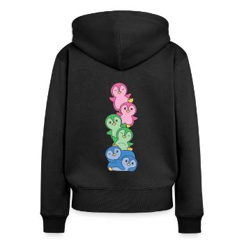 Polysexuel Drapeau Fierté LGBTQ Pingouin mignon - Sweat à capuche zippé Premium bio Femme - noir - Dos - Julia (174cm)