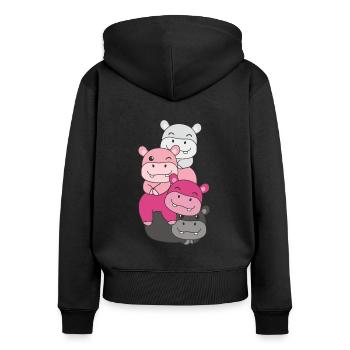 transfem drapeau fierté lgbtq hippopotame mignon - Sweat à capuche zippé Premium bio Femme - noir - Dos - Julia (174cm)