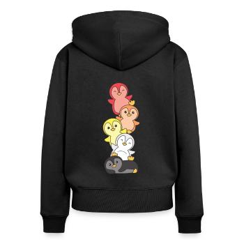 Lithsexuell Flag Pride LGBTQ süße Pinguin - Frauen Premium Bio Zip Hoodie - Schwarz - Hinten - Julia (174cm)