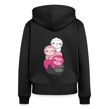 transfem Flag Pride LGBTQ süße Faultier - Frauen Premium Bio Zip Hoodie - Schwarz - Hinten - Julia (174cm)