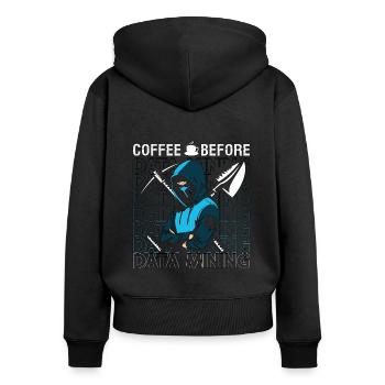 Le café du data miner avant l’amateur de café de la science des données - Sweat à capuche zippé Premium bio Femme - noir - Dos - Julia (174cm)