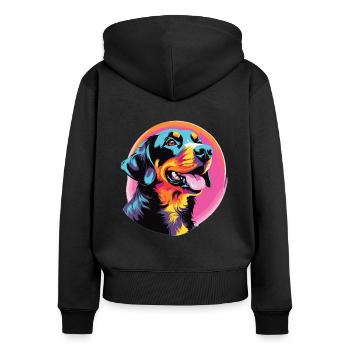 Aquarelle colorée Entlebucher Mountain Dog - Sweat à capuche zippé Premium bio Femme - noir - Dos - Julia (174cm)