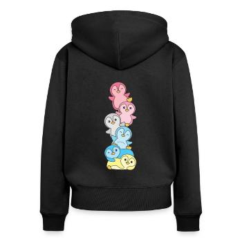 Genderflux Flag Pride LGBTQ süße Pinguin - Frauen Premium Bio Zip Hoodie - Schwarz - Hinten - Julia (174cm)