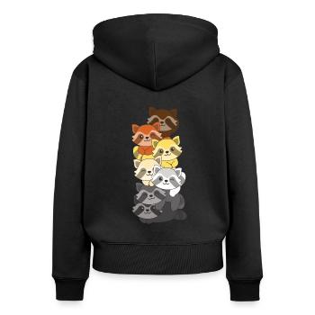 Ours Fraternité Drapeau Fierté LGBTQ Mignon Raton laveur - Sweat à capuche zippé Premium bio Femme - noir - Dos - Julia (174cm)