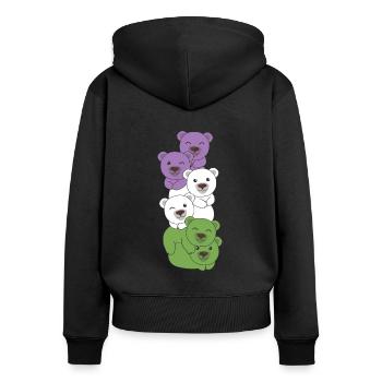 Genderqueer Drapeau Fierté LGBTQ Ours mignon - Sweat à capuche zippé Premium bio Femme - noir - Dos - Julia (174cm)