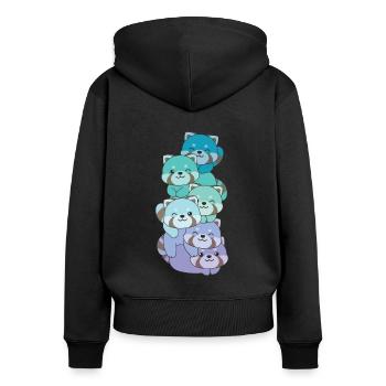 Neptunic Flag Pride LGBTQ Mignon Panda roux Stack - Sweat à capuche zippé Premium bio Femme - noir - Dos - Julia (174cm)