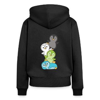 fierté du drapeau quiosexuel lgbtq pingouin mignon - Sweat à capuche zippé Premium bio Femme - noir - Dos - Julia (174cm)