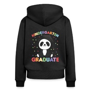 Kids Kindergarten graduate Panda Graduation - Frauen Premium Bio Zip Hoodie - Schwarz - Hinten - Julia (174cm)