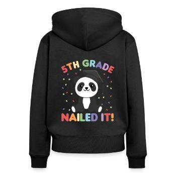 Kids 5th Grade nailed it Panda Graduation - Frauen Premium Bio Zip Hoodie - Schwarz - Hinten - Julia (174cm)