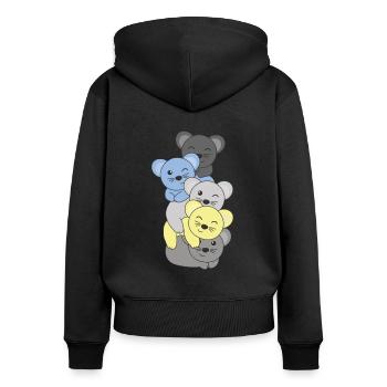 Periboy Flag Pride LGBTQ süßer Maus Stapel - Frauen Premium Bio Zip Hoodie - Schwarz - Hinten - Julia (174cm)