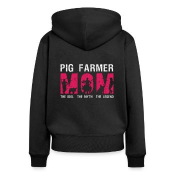 Éleveur de porcs Maman L’idole Le mythe aime les animaux de la ferme - Sweat à capuche zippé Premium bio Femme - noir - Dos - Julia (174cm)