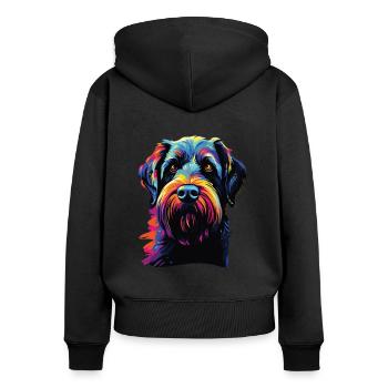 Aquarelle colorée Schnauzer géant - Sweat à capuche zippé Premium bio Femme - noir - Dos - Julia (174cm)