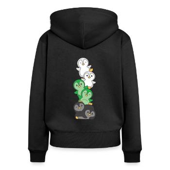 Neutrois Flag Pride LGBTQ süße Pinguin - Frauen Premium Bio Zip Hoodie - Schwarz - Hinten - Julia (174cm)