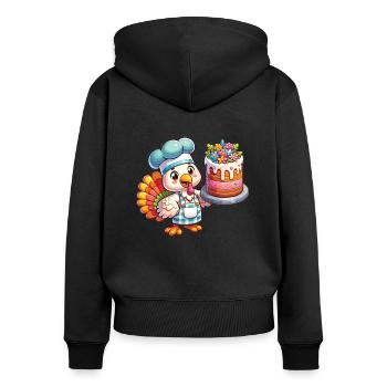 Thanksgiving Truthahn Bäcker Torte Nachtisch - Frauen Premium Bio Zip Hoodie - Schwarz - Hinten - Julia (174cm)