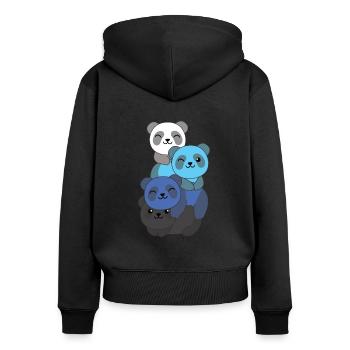 transmasc Flag Pride LGBTQ süße Panda - Frauen Premium Bio Zip Hoodie - Schwarz - Hinten - Julia (174cm)