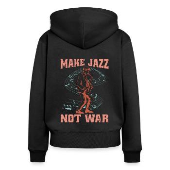 La musique jazz fait du jazz, pas de la guerre, un amateur de musique de saxophone - Sweat à capuche zippé Premium bio Femme - noir - Dos - Julia (174cm)