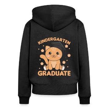 Enfants Maternelle Diplômé Chat Graduation - Sweat à capuche zippé Premium bio Femme - noir - Dos - Julia (174cm)
