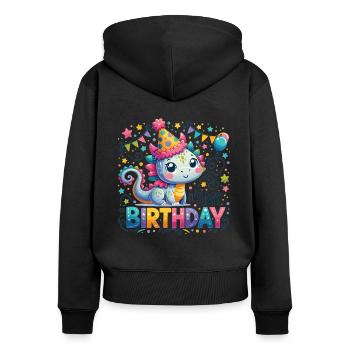 C’est mon anniversaire mignon anniversaire Dragon - Sweat à capuche zippé Premium bio Femme - noir - Dos - Julia (174cm)
