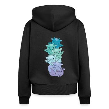 Neptunic Flag Pride LGBTQ süßer Drache Stapel - Frauen Premium Bio Zip Hoodie - Schwarz - Hinten - Julia (174cm)