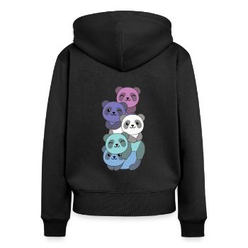 Spectrasexual Drapeau Pride LGBTQ Panda mignon - Sweat à capuche zippé Premium bio Femme - noir - Dos - Julia (174cm)