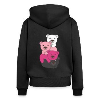 transfem Flag Pride LGBTQ süße Bär - Frauen Premium Bio Zip Hoodie - Schwarz - Hinten - Julia (174cm)