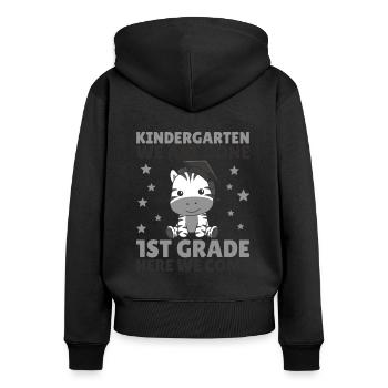 Kids Kindergarten graduate Zebra 1st grade - Frauen Premium Bio Zip Hoodie - Schwarz - Hinten - Julia (174cm)