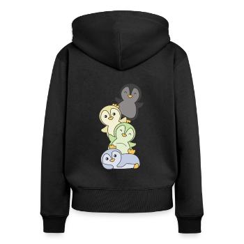 cassgender Flag Pride LGBTQ süße Pinguin - Frauen Premium Bio Zip Hoodie - Schwarz - Hinten - Julia (174cm)