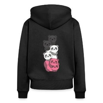 Femaric Flag Pride LGBTQ süße Panda - Frauen Premium Bio Zip Hoodie - Schwarz - Hinten - Julia (174cm)