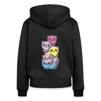 aporagender Flag Pride LGBTQ süße Panda - Frauen Premium Bio Zip Hoodie - Schwarz - Hinten - Julia (174cm)